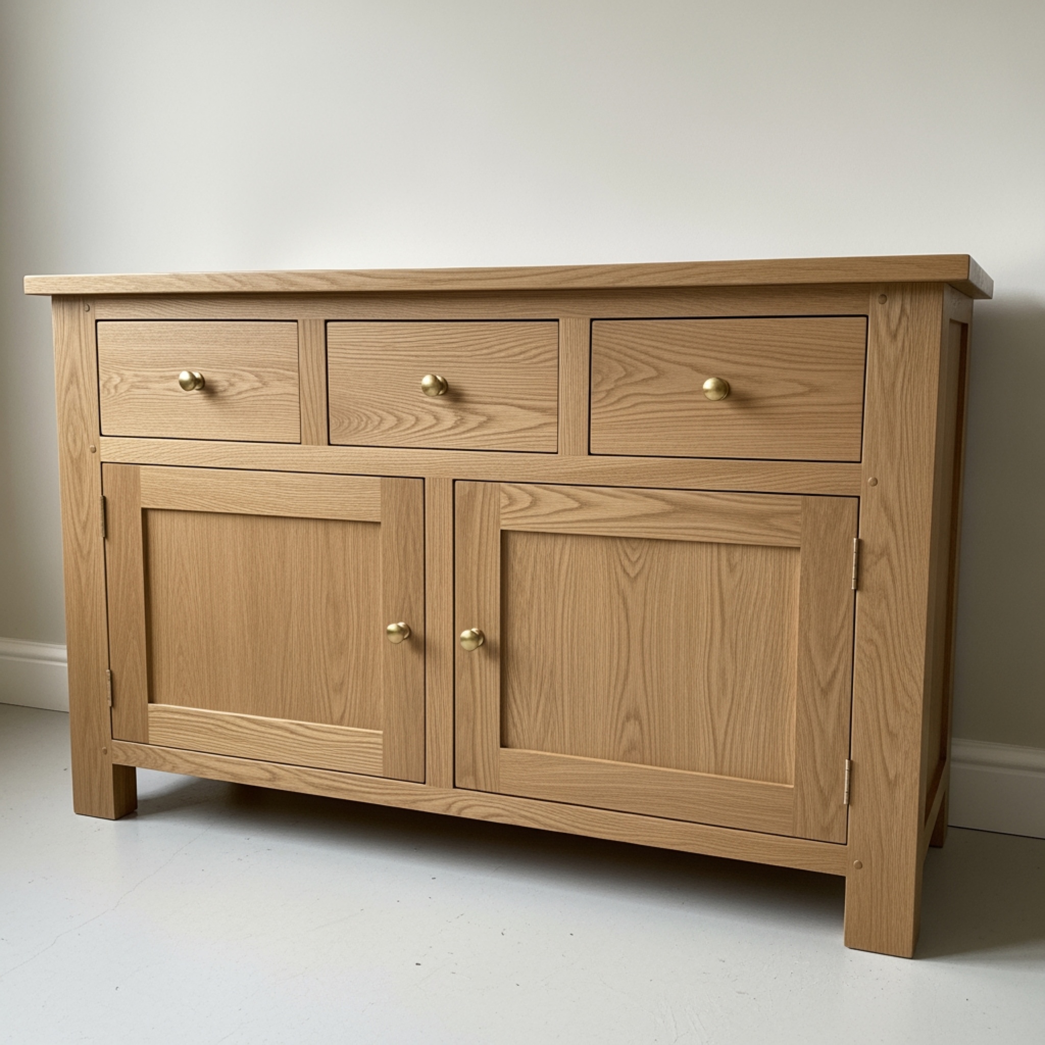 3 Drawer Over 2 Door Sideboard in Lacquered Oak