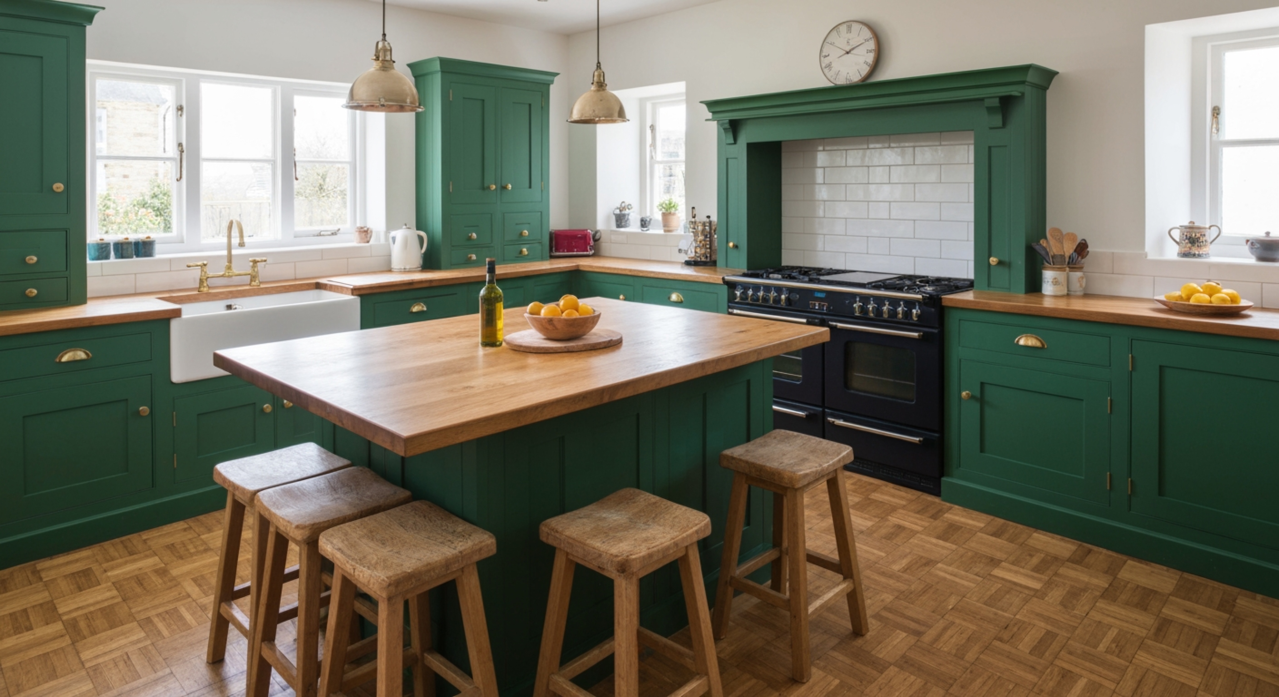 Painted Kitchen with Chunky Solid Wood Worktops