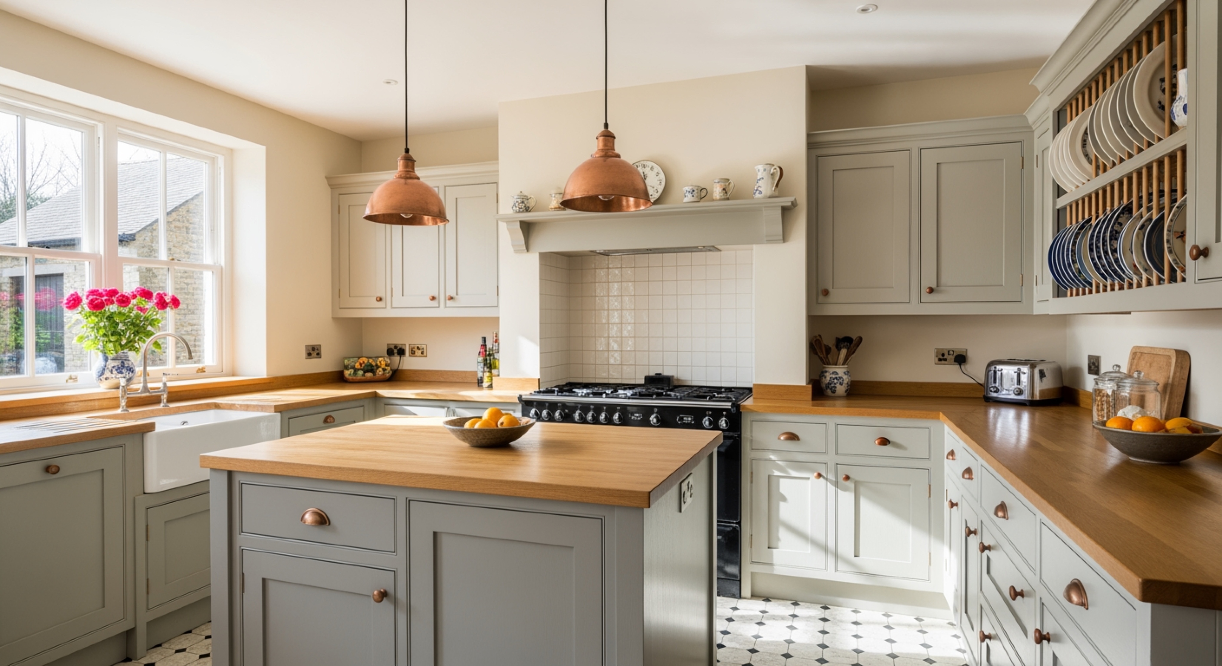Handmade Kitchen | Painted with Solid Wood Worktops