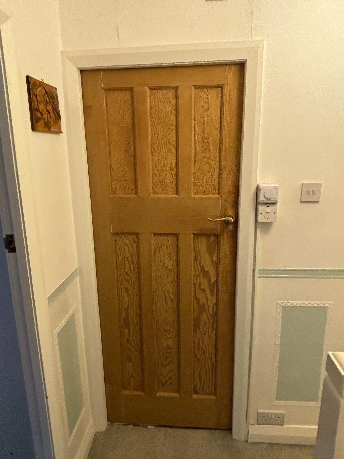 Interior oak panelled door stripped and restored to bare grain, Oak & Pine by Design, Yorkshire