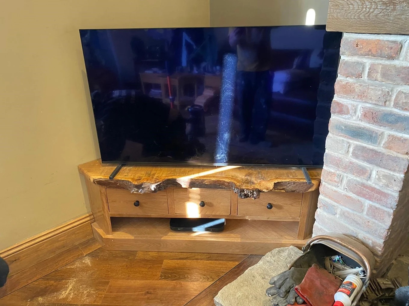 Bespoke Side Table TV Stand with Live Edge Top